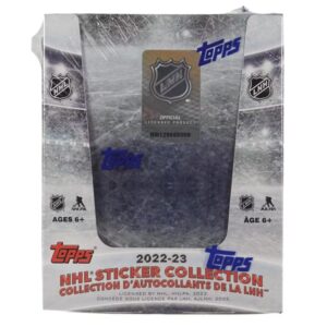 2022-23 NHL Topps Hockey Stickers Collection Factory Sealed Box 50 Packs. Smaller than regular sportscard, paper thin, See scans for details of the product