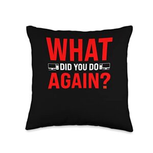 technical support information computer repairing g what did i do again tech support throw pillow, 16x16, multicolor
