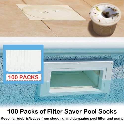 chicarry 100 Pack Pool Skimmer Socks, Reusable Pool Socks for Skimmer Basket, Skimmer Socks for Above Ground & Inground Pool (100 Pack)
