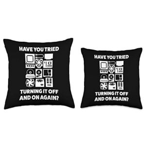 Technical Support Information computer repairing G have you Tried Turning it Off and on Again Tech Support Throw Pillow, 18x18, Multicolor