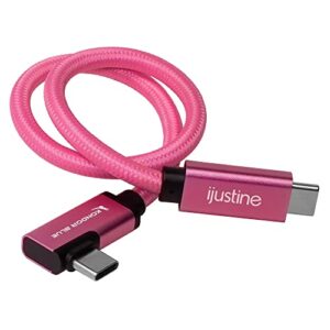 kondor blue x ijustine pink braided usb-c to usb-c right angle | usb 3.1 gen 2 | 10gb/s data transfer speeds | 100w charging | 1ft