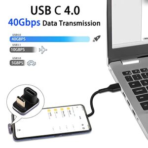 QIANRENON 240W 40Gbps USB C U Shaped Adapter USB4.0 Type C Male to Female 180 Degree Angle Connector, LED Indicator 8k@60HZ Audio and Video Transmission, for Smartphone Laptop Tablet