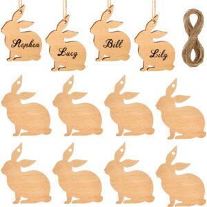 12 pcs easter bunny rabbit basket tag hanging rabbit wooden cutout wood easter basket name tags unfinished wooden easter cutouts cute handmade gift tags for home room decoration crafts ornaments