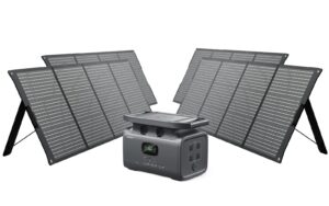 growatt solar generator, portable power station 1512wh with 800w solar panels, 4 x 110v/2000w ac outlets (4000w peak), 2.5 hrs solar charging, emergency power backup for outdoor camping, home, rv