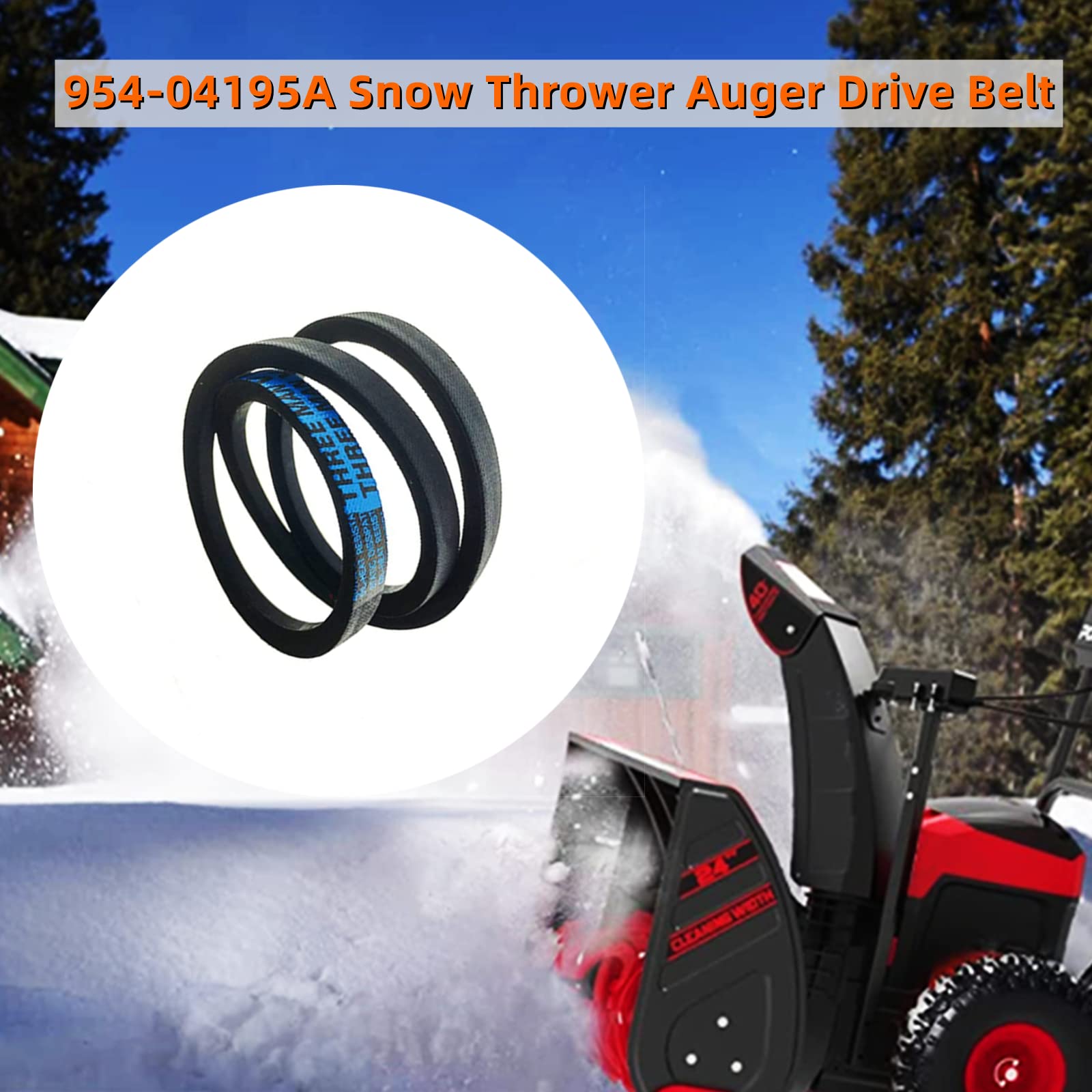 ZLIANGQ 954-04195A 754-04195 Snow Thrower Auger Drive Belt for MTD Troy Bilt Cub Cadet 26" 3 Stage Snow blowers 954-04195 754-04195A (1/2" x 37")