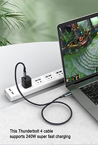 Zingther Full-Featured USB C Cable for Video, Data and 240W Fast Charging, 40Gbps Super Speed USB4.0 Cord and 8K 60Hz Monitor Link, Compatible with All Thunderbolt 3 and 4 - Silver/Black, 1m/3.3ft