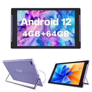 tjd android 12 tablets,10.1 inch tablet pc, 4gb ram 64gb rom 512gb microsd, fhd ips display, dual camera, double stereo speakers, wi-fi5.0/2.4, bluetooth5.0, google gms certified (purple)