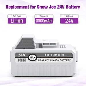 6.0Ah 24V Replacement Battery Compatible with Sun Joe/Snow Joe 24VBAT-LTX 24VBAT-LTW 24VBAT-LTE 24VBAT-LT 24V-X2-SB18 24VBAT-XR iON+ System for All Joe iON+ 24V-X2-SB18/20SB/SB15 Cordless Snow Blower