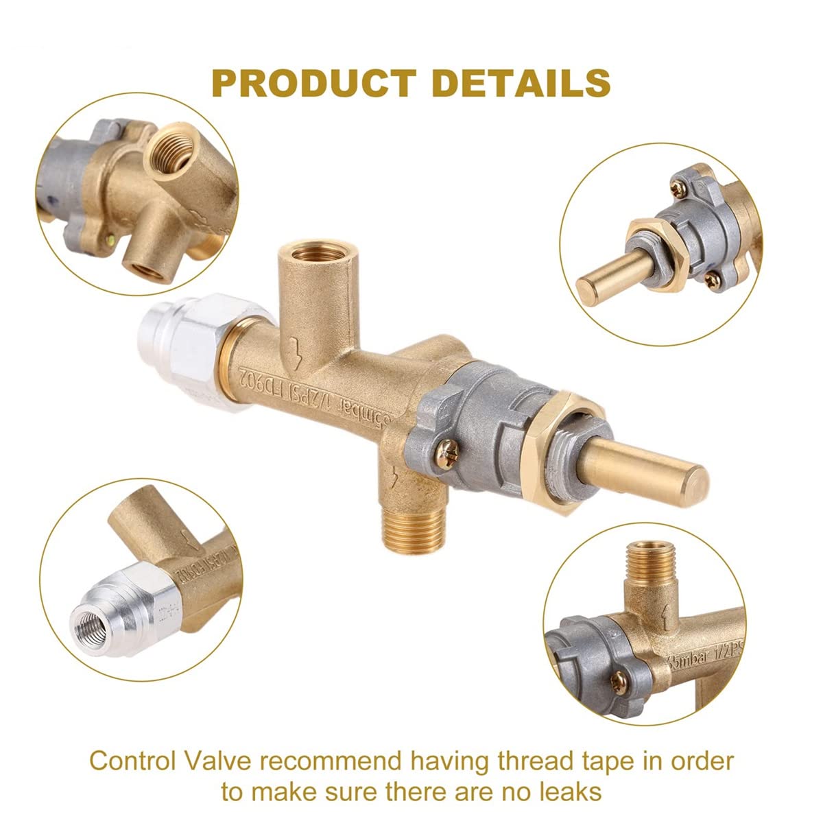 OWLEEN Safety Brass Patio Heater Main Control Valve with Pilot Port Fit for Low Pressure Patio Connection