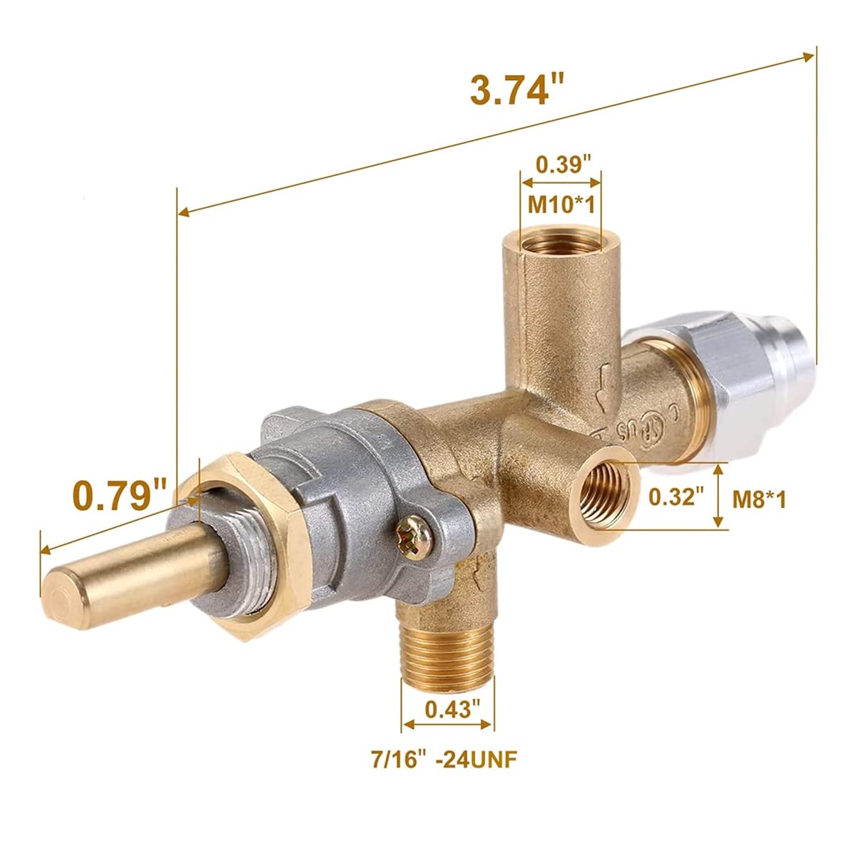 OWLEEN Safety Brass Patio Heater Main Control Valve with Pilot Port Fit for Low Pressure Patio Connection