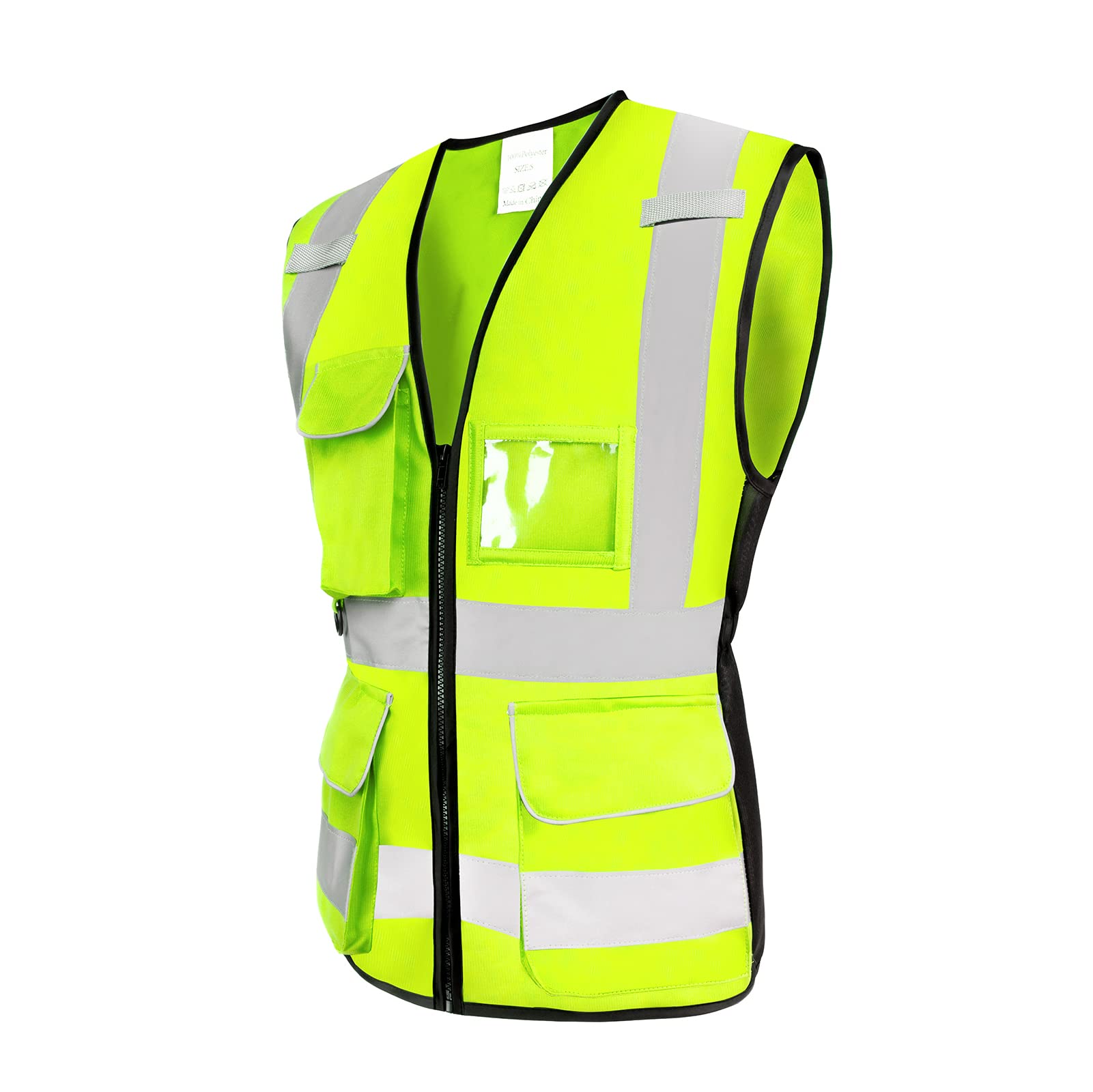 Phrmovs Class 2 Hi Vis Reflective Safety Tool Vest for Women Work with 7 Pockets and Zipper, Security Vest Meets ANSI/ISEA Standard Yellow, M