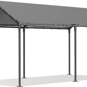 Grezone 10 x 20ft Heavy Duty Carport,Portable Car Tent Garage,All Season UV Resistant Car Canopy for Auto,Truck,Boat,Car (Gray)