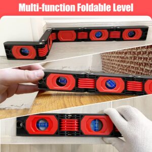 Multi-function Foldable Level Tool - 28 Inches Multi-Angle Measuring Tool with 4 Level Bubbles, 180/90/45-Degree Bubbles for Measurement Woodworking, Fabricators, Carpenters