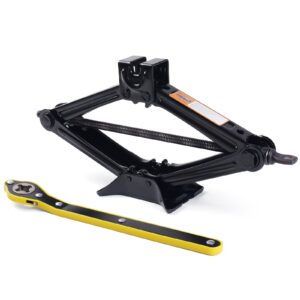 scissor jack, car jack kit, max 2 ton (4,400 lbs) jack, (includes labor saving wrench and lifting jack), universal car emergency kit for cars, suvs up to 2 tons.