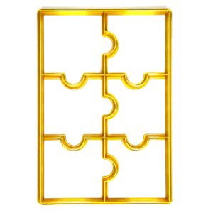 large rectangle puzzle cookie cutter for dough, 6 pcs multicutter 6.375" by 4.25" with 2.125-inch square pieces (puzzle)