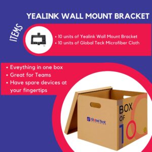 Yealink Wall Mount Bracket (Pack of 10) for Yealink Phones T40P, T41P, T42G, T42S with Global Teck Microfiber Cloth