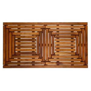 nordic style premium teak shower and bath mat for indoor and outdoor use - non-slip wooden platform for spa, sauna, pool, hot tub - flooring decor and protector (40" x 20", oiled finish)