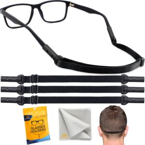 sigonna glasses strap holder - 3 adjustable eyeglasses strap lanyards, no tail sunglasses strap for men women, anti-slip eye glasses holders around neck head