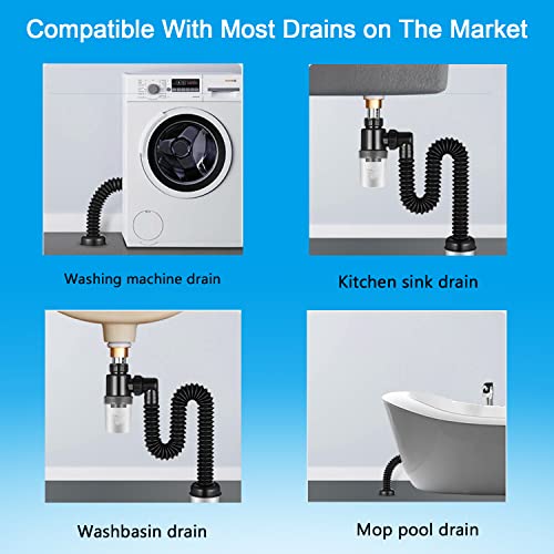 Bathroom Sink Drain Kit, Sink Drain Pipe, with Flexible & Expandable P-Trap Sink Drain Pipe Tube, Suitable for Bathroom Sink, Kitchen Sink, Garbage Disposal & Shampoo Bowls