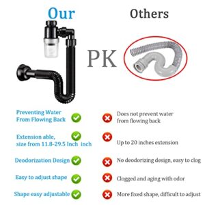 Bathroom Sink Drain Kit, Sink Drain Pipe, with Flexible & Expandable P-Trap Sink Drain Pipe Tube, Suitable for Bathroom Sink, Kitchen Sink, Garbage Disposal & Shampoo Bowls