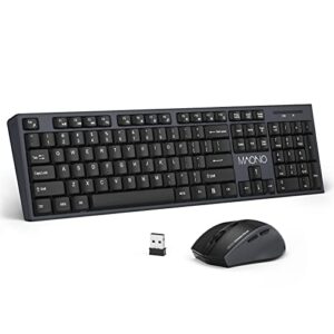 maono wireless keyboard and mouse combo, 2.4g usb wireless keyboard mouse full size with mouse pad for laptop, pc, compatible with mac, windows xp/7/8/10, long battery life(battery included)