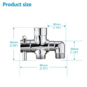 PDPBath Brass 3 Way Shower Arm Diverter Valve for Handheld Shower Head and Fixed Shower Head, G1/2 Universal Connection - Chrome