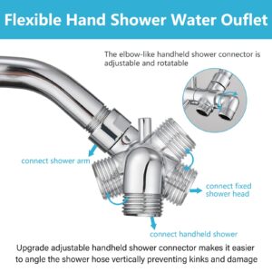 PDPBath Brass 3 Way Shower Arm Diverter Valve for Handheld Shower Head and Fixed Shower Head, G1/2 Universal Connection - Chrome