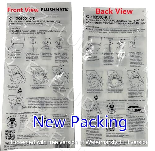 Original Replacement For Sloan C-100500-K Flushmate Cartridge/PowerFlush Toilet Piston Cartridge Parts for Use with 500, 501, 501A, 501B, 503, and 504 Series Flushmate Tank System (1)