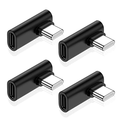 JOMIHONEY USB C Right Angle Adapter (4 Pack), USB C Male to USB C Female 90 Degree Connector, 10 Gbps Data Transfer, Thunderbolt 4/3 Extender for Laptop, Tablet, Phone and More Type C Devices