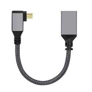 nfhk 4k type-d micro hdmi 1.4 male 90 degree left angled to hdmi female extension cable for dv mp4 camera dc laptop