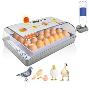 incubators for hatching eggs, 20 egg incubator with temperature & humidity display, automatic egg turner and water adding, temperature control, with led egg candler, for hatching chickens, duck, quail