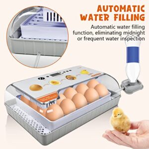 Incubators for Hatching Eggs, 20 Egg Incubator with Temperature & Humidity Display, Automatic Egg Turner and Water Adding, Temperature Control, with LED Egg Candler, for Hatching Chickens, Duck, Quail