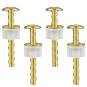 universal toilet seat hinge bolts screws set heavy duty toilet seat fastener with plastic nuts and metal washers for top mount toilet seat hinges replacement parts (4 pcs)