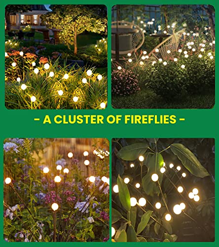 FOCUSKY Garden Firefly Lights Solar ,2 Pack 6 LEDs Solar Powered Swaying Outdoor Lights Waterproof,Landscape Yard Patio Pathway Garden Decor,Warm White