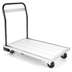 premium aluminum alloy folding platform truck 770 lbs push cart dolly with 4 tpr wheels, carrying cargo, large boxes