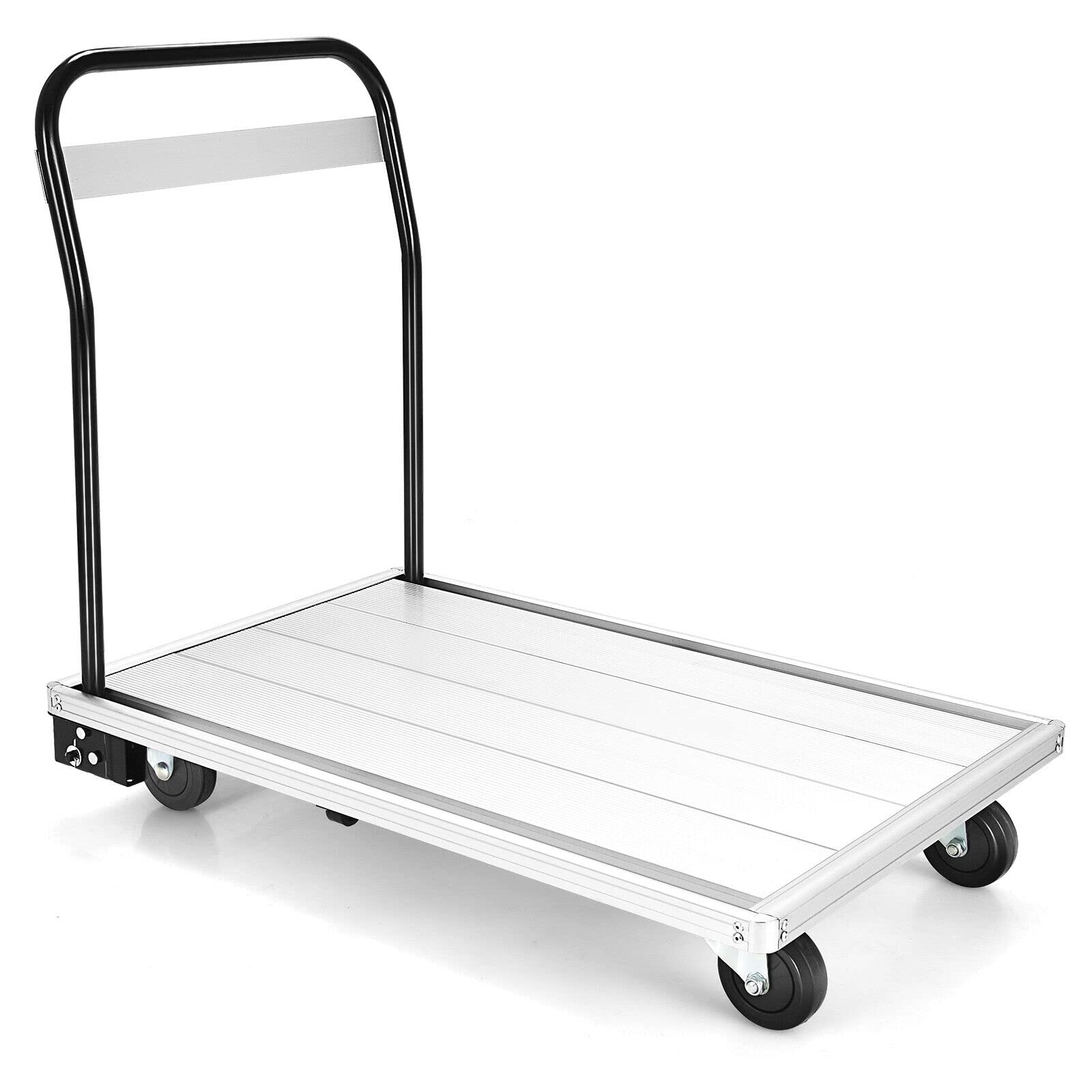 Premium Aluminum Alloy Folding Platform Truck 770 LBS Push Cart Dolly with 4 TPR Wheels, Carrying Cargo, Large Boxes