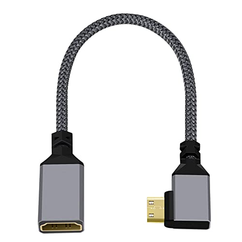 cablecc 4K Type-C 90 Degree Left Angled Mini HDMI 1.4 Male to HDMI Female Extension Cable for DV MP4 Camera DC Laptop