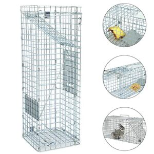 Large Animal Trap Cat Trap for Stray Cats Humane,Small Dogs,Fox,Rabbit,Groundhog,Squirrel,Raccoon,Chicken,Opossum, 32inch Live Traps for Animals Outdoor Indoor Collapsible Steel Release Cat Trap Cage