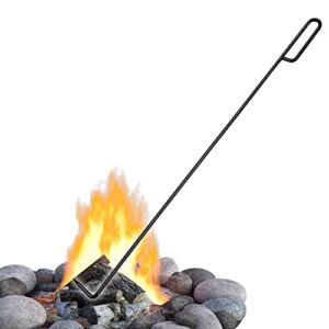 febtech 40-inch fire pit poker, heavy duty powder coated rust resistant fire pit poker for indoor fireplace and outdoor fire pits & other camping accessories, black