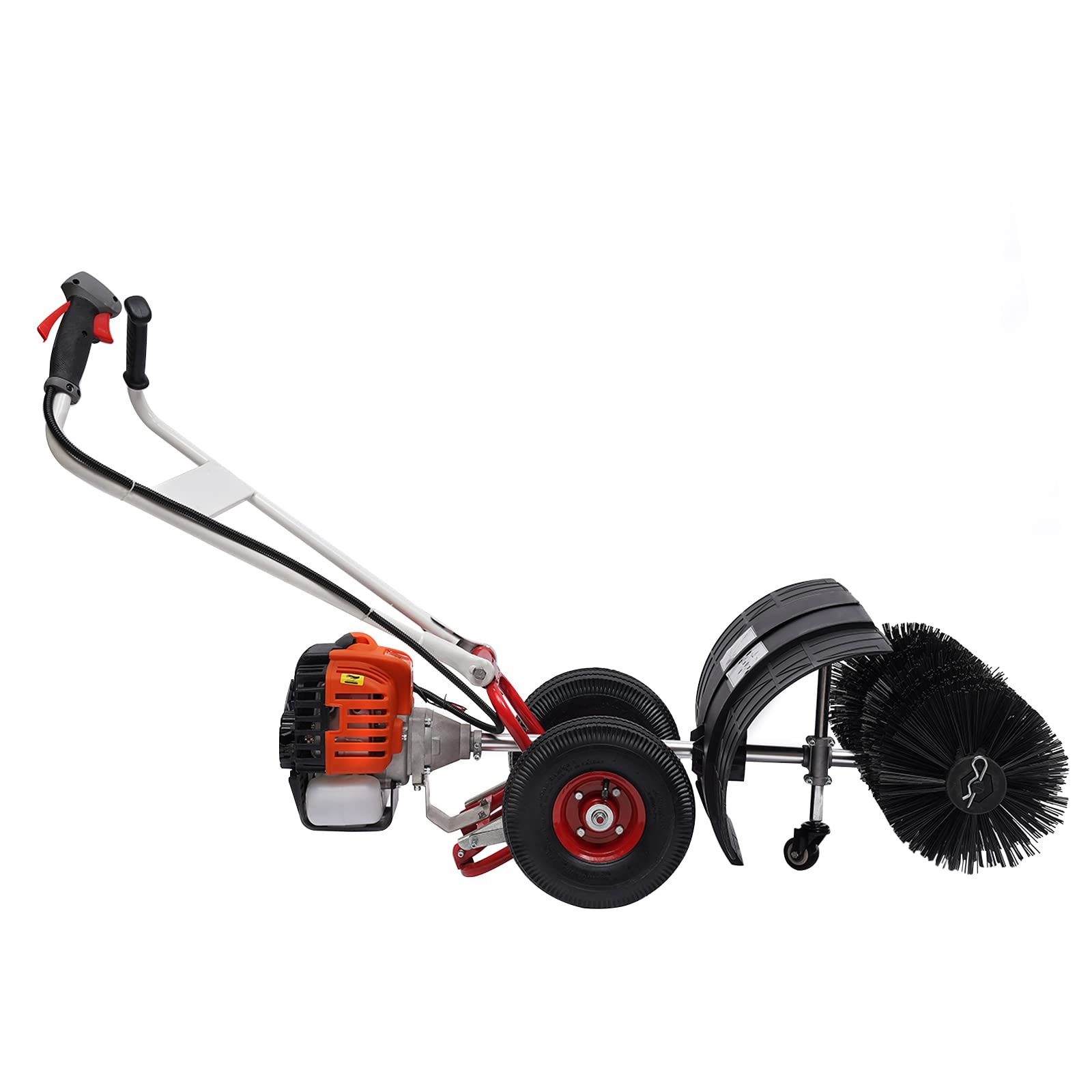 52cc Handheld Snow Sweeper Brush Broom, Gas Power Folding Outdoor Driveway Turf Grass Snow Cleaning Tool Walkway Cleaner for Leaves, Snow, and Gravel