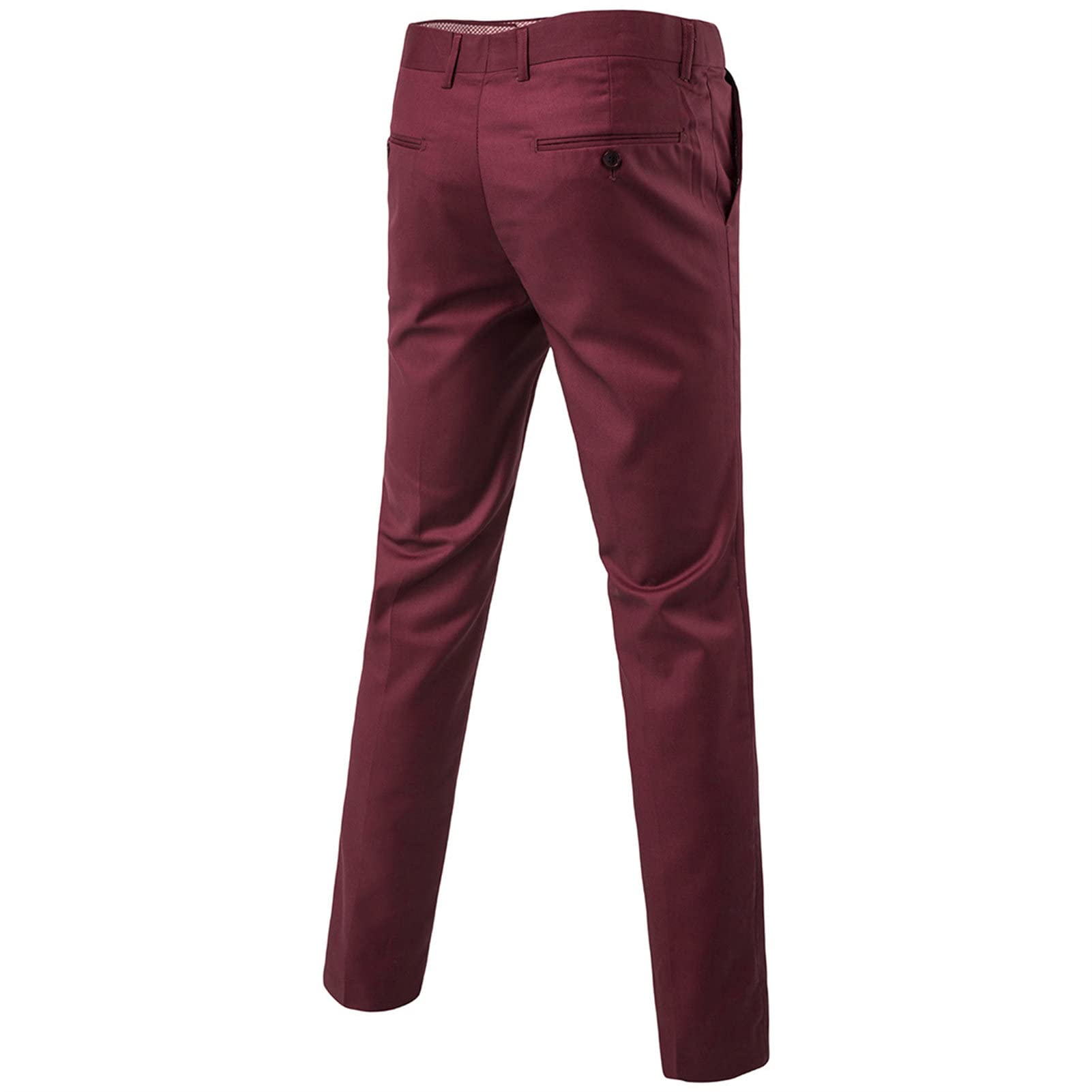 Men's Stylish Slim Stretch Pant Solid Color Skinny Fit Comfort Suit Pant Lightweight Comfort Business Trousers (Red,3X-Large)