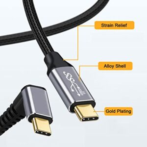 chenyang USB C Cable USB 3.1 Type C 10Gbps 100W Data 90 Degree UP Angled Cable with E-Marker for Laptop Phone 0.5M