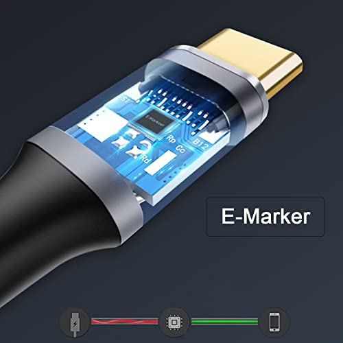 chenyang USB C Cable USB 3.1 Type C 10Gbps 100W Data 90 Degree UP Angled Cable with E-Marker for Laptop Phone 0.5M