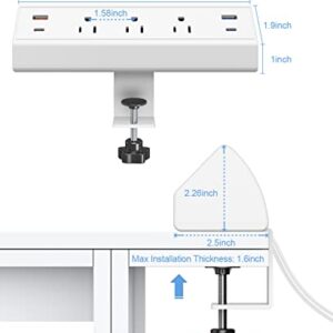 Jgstkcity Desk Clamp Power Strip USB C,65W Fast Charging Station,PD 45W & 20W USB C Charger,Desk Edge Mount Power Strip 4 USB Ports 3 Widely Spaced Outlets Surge Protector,6ft Flat Plug