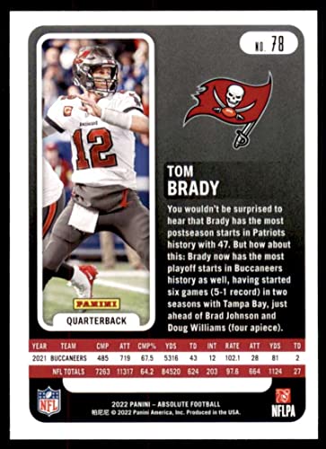 2022 Panini Absolute #78 Tom Brady Tampa Bay Buccaneers Football NM-MT