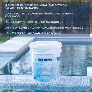 AQUA-ORG PLUS - Granular Calcium Hypochlorite 65% Pool Shock for Swimming Pools, Spas and Hot Tubs (55 Pound)