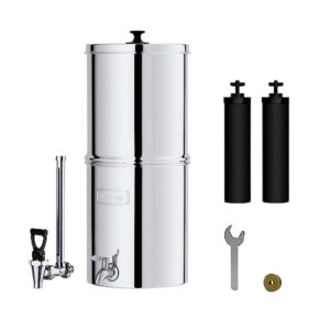 waterdrop gravity-fed water filter system with 2 filters and metal water level spigot