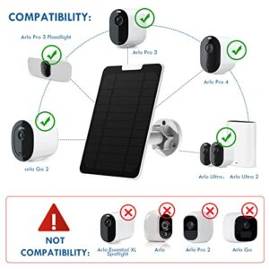 4W Solar Panel Charging Compatible with Arlo Pro 3/Arlo Pro4/Arlo Ultra/Arlo Ultra 2/Arlo Pro 3 Floodlight only, with 13.1ft Waterproof Charging Cable, IP65 Weatherproof,Includes Secure Wall Mount