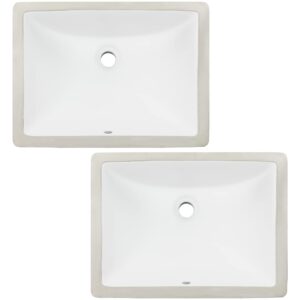 ticor 18" square white porcelain undermount bathroom vanity sink ceramic (2 pack)