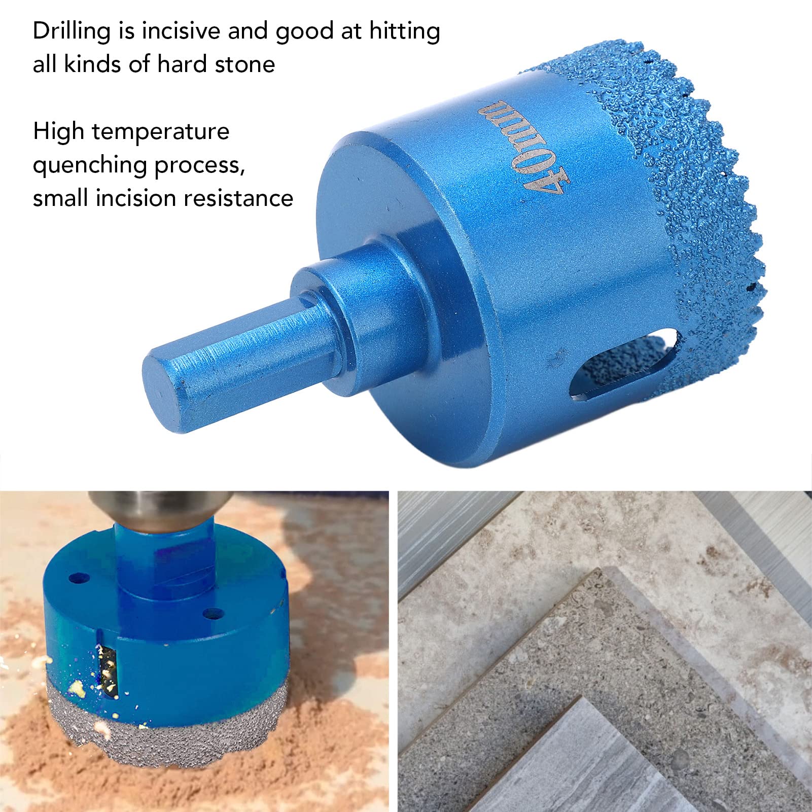 Drill Bit, Wear Ressitant Blue Fast Drilling Speed Diamond Hole Saw Bit for Ceramics